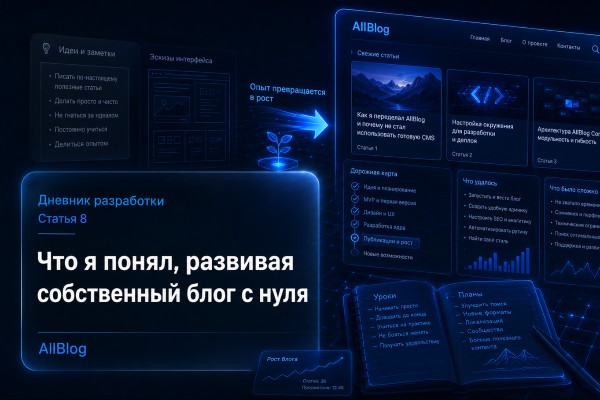 Превью статьи: Что я понял, развивая собственный блог с нуля
